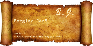 Bergler Jenő névjegykártya